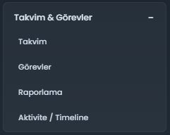 MOYS takvim ve görevler sol menüsü