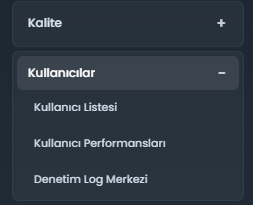 MOYS kullanıcı yönetimi sol menüsü